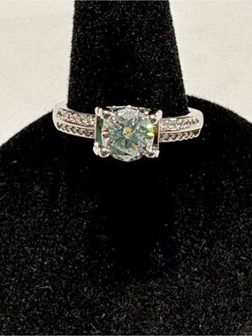 Sterling Silver Round Moissanite Ring